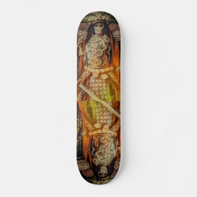 bushido japanischer Samurairüstungs-Samuraischädel Skateboard (Vorderseite)