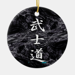 BUSHIDO KANJI-Weiß Keramik Ornament