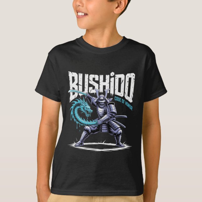Bushido Samurai-Drachenschwert-Grafik T-Shirt (Vorderseite)