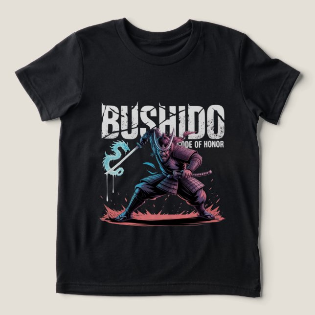 Bushido-Samurai-Krieger-Anime-Vektor-Logo Tri-Blend Shirt (Design Vorderseite)