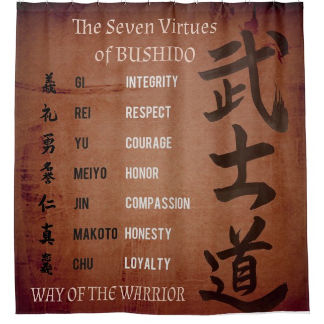 BUSHIDO-VIRTUEN DUSCHVORHANG (Vorderseite)