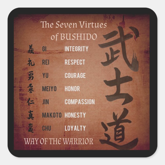 BUSHIDO VIRTUES SQUARE STICKER (Vorderseite)
