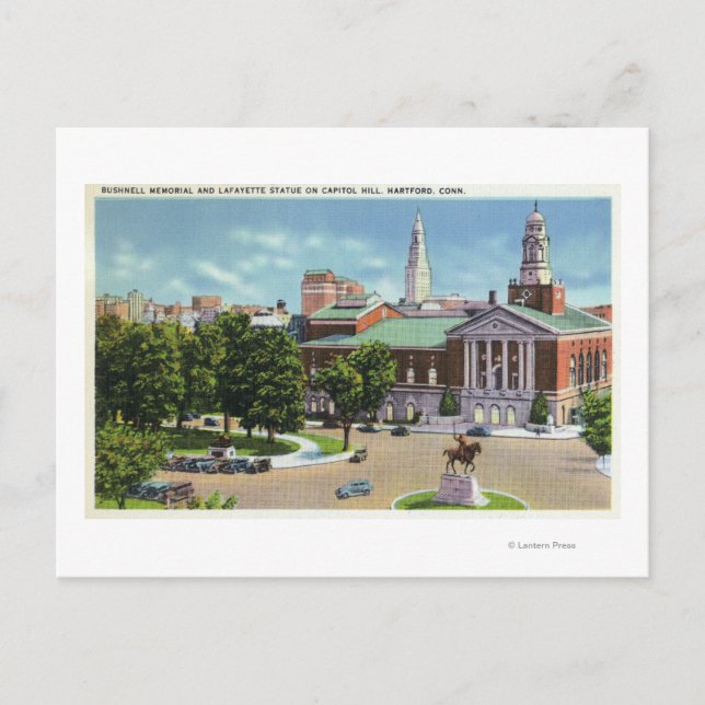 Bushnell Memorial, Lafayette Statue Postkarte (Vorderseite)
