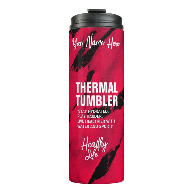 Bushy Black Pink Thermal Tumbler Thermosbecher (Vorderseite)