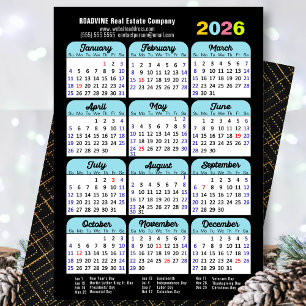 Business 2025 Calendar Black Blue Minimalistisch Feiertagskarte