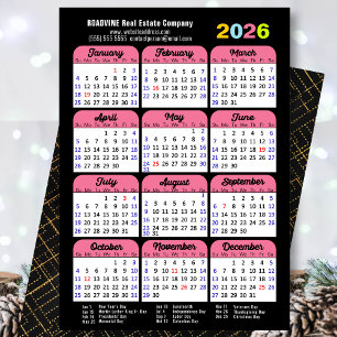 Business 2025 Calendar Black Pink Minimalistisch Feiertagskarte