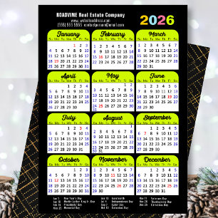 Business 2026 Calendar Black Green Minimalistisch Feiertagskarte