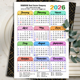Business 2026 Kalender Modern Black Gold Colorful Feiertagskarte