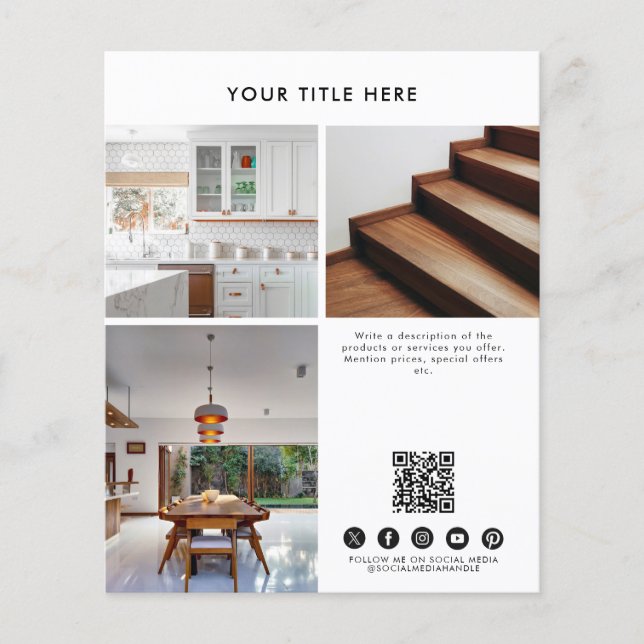 Business 3 Werbemittel Foto QR Code Social Media Flyer (Vorne)