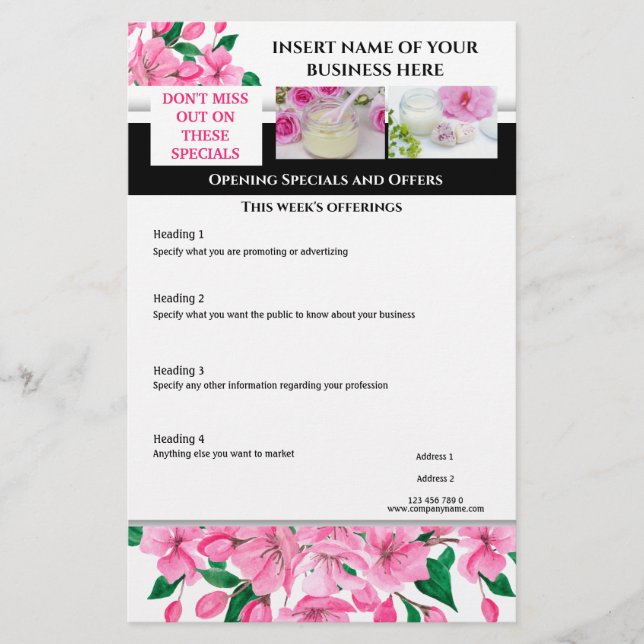 Business 4 Foto Kirschblüte Wellness-Center Salon  Flyer (Vorne)