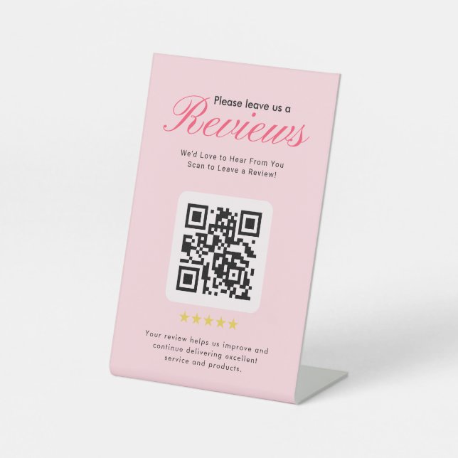 Business 5 Star Review QR Code Business Tabletop  Sockelschild (Vorderseite)