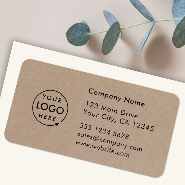 Business Address Label | Rustic Kraft Logo Sticker Adressaufkleber (Company branded return address labels for everyday business professional mailing needs)
