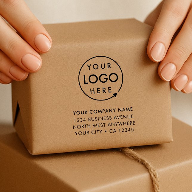 Business Address Rubber Stamp | Logo Branded Gummistempel (Professional pre-addressed stamp showcasing your brand for envelopes, parcels & business mail)
