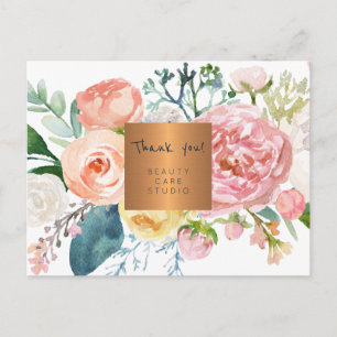 Business Aquarell florales Kupfer Gold Vielen Dank Postkarte