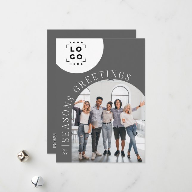 Business Arch Foto graues Logo Weihnachten Urlaub (Vorderseite/Rückseite Beispiel)