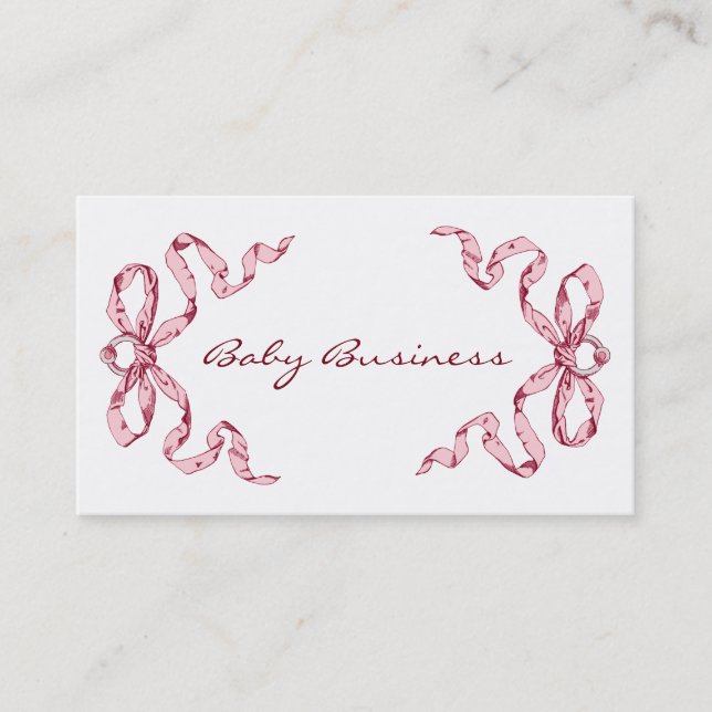 Business Baby Pink Bows Business Cards Visitenkarte (Vorderseite)