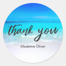 Business Beach Danke Custom Blue Runder Aufkleber