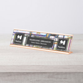 Business Beruflich Modernes Monogramm personalisie Schreibtischnamensplakette