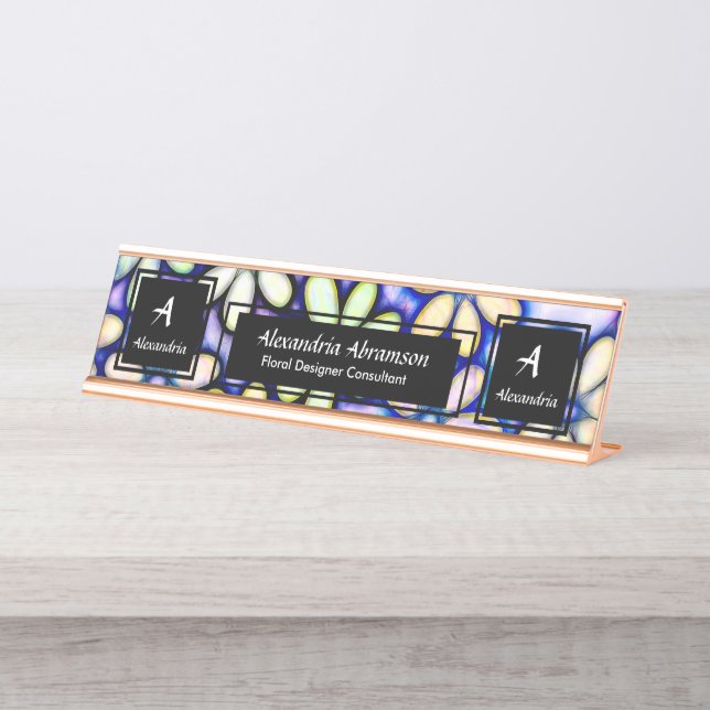 Business Beruflich Modernes Monogramm personalisie Schreibtischnamensplakette (Vorderseite )