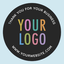 "Business Black"-Dankeschön-Aufkleber für das Logo Runder Aufkleber