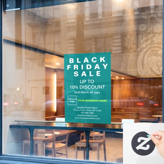 Business Black Friday Sale Aquamarin Green Fensteraufkleber (Café-Fenster)