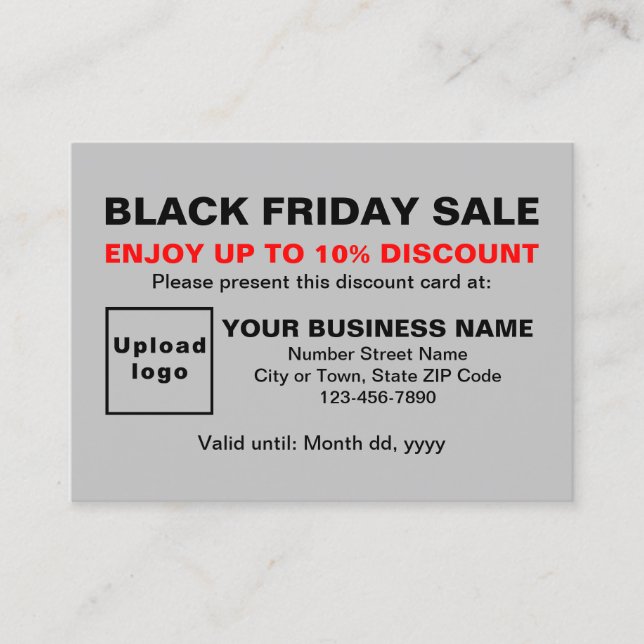 Business Black Friday Sale auf Grau Discount Card Rabattkarte (Vorderseite)