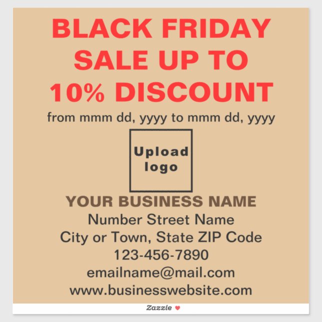 Business Black Friday Sale auf Light Brown Aufkleber (Blatt)