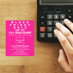 Business Black Friday Sale auf rosa Flyer<br><div class="desc">Anpassbarer Flyer mit Black Friday Sale, Ihr Firmenname und andere Informationen über Ihr Unternehmen, ein Marketing-Material, das Sie verwenden können, um mehr Kunden anzuziehen. Passen Sie es an und vertreiben Sie es, um mehr Kunden zu gewinnen, Ihre Produkte oder Kunden zu kaufen, um Ihre Dienste zu mögen. Designfarben sind weiße...</div>