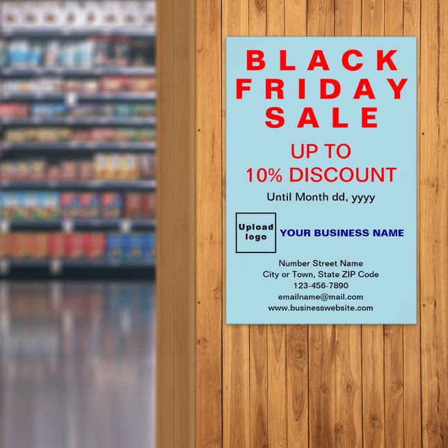 Business Black Friday Sale Light Blue Poster (Black Friday Sale on light blue poster)