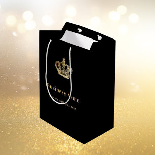 Business Black Gold Royal Kronen Papier Einkaufsta Mittlere Geschenktüte