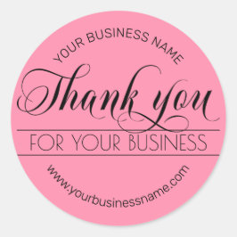 Business Black Pink Script Calligraphy Vielen Dank Runder Aufkleber