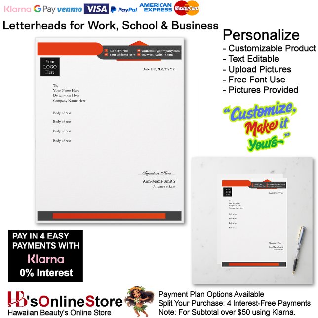 Business Black Red Logo Company Name Signature  Briefbogen (Business Black Red Logo Company Name Signature Letterhead.)