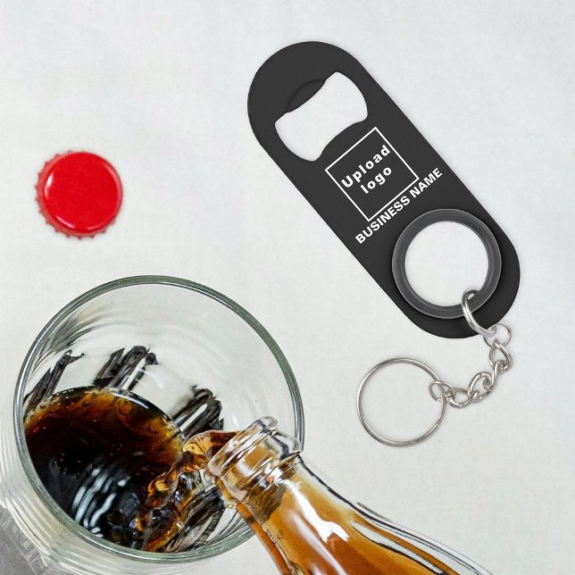 Business Black Schlüsselanhänger und Bottle Opener Mini Flaschenöffner (Your business name and logo on black bottle opener with keychain.)