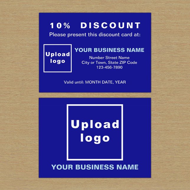 Business Blue Discount Card Rabattkarte (Front and back sides of blue discount card for your business. Attract more customers or clients.)