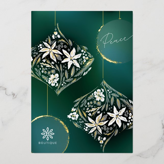 Business-Blumenzierkunst - Non-Foto Folien Feiertagskarte (Vorderseite)