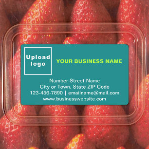 Business Brand on Teal Green Rectangle Adhesive Etiketten