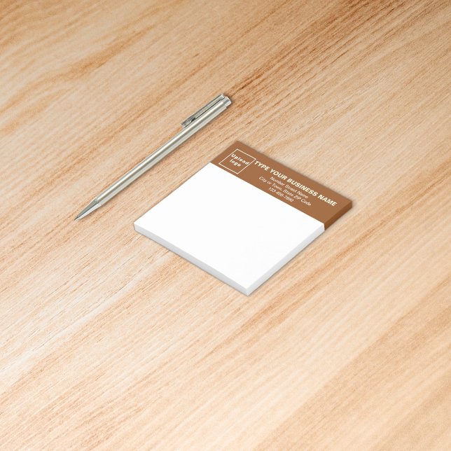 Business Brown Heading White Square Beitrag Notiz (Build brand name awareness. Your business brand on brown heading of square post it note.)