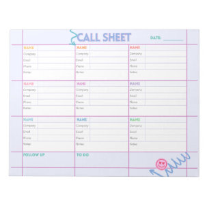 Business Call Planner & Tracking Sheet Notepad Notizblock