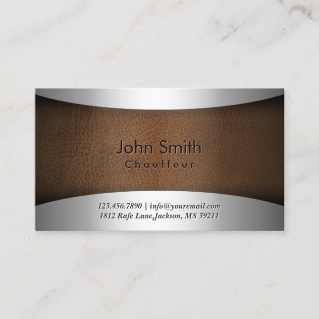 Business Card aus Stahl und Leder Visitenkarte (Vorderseite)