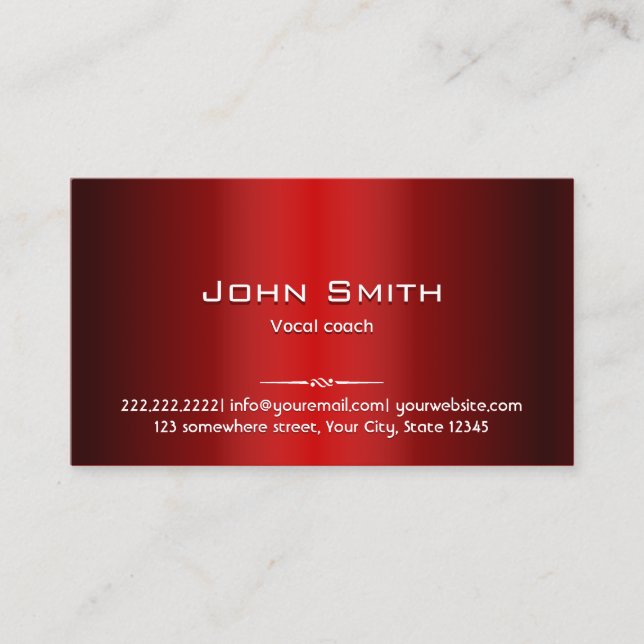Business Card beruflich Red Metal Vocal Coach Visitenkarte (Vorderseite)