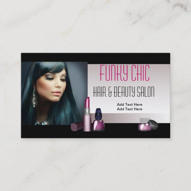 Business Card Black Hair & Beauty Salon Visitenkarte (Vorderseite)