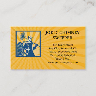 Business card Chimney Sweeper Cleaner Worker Retro Visitenkarte