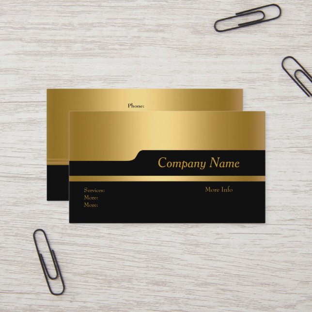 Business Card Company Elegante Black Gold Aktualis Visitenkarte (Vorderseite/Rückseite Beispiel)