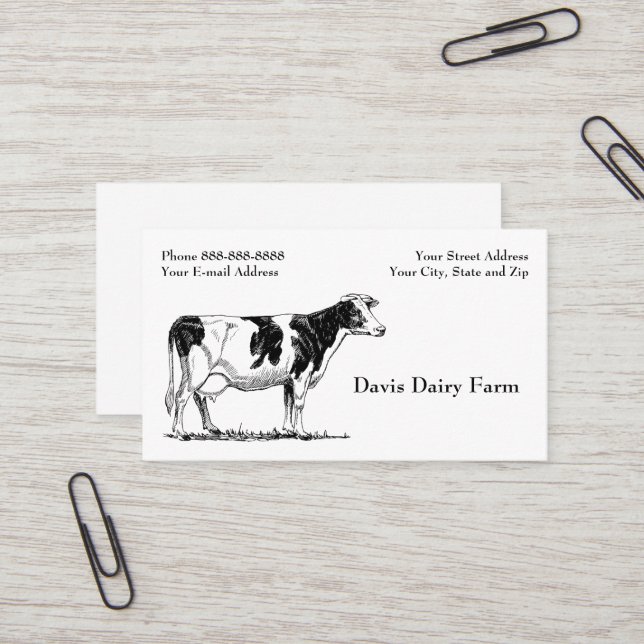 Business Card der Rindermilchfarm Visitenkarte (Vorderseite/Rückseite Beispiel)