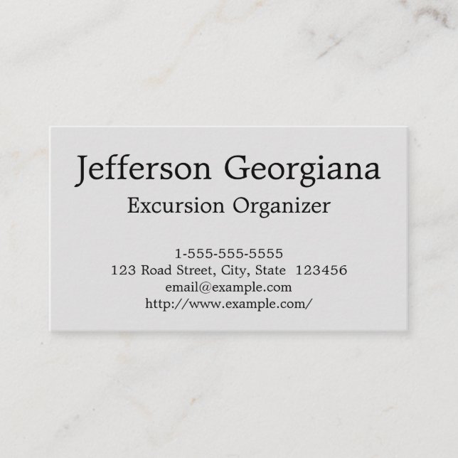 Business Card des Classy & Elegante Exkursion Orga Visitenkarte (Vorderseite)