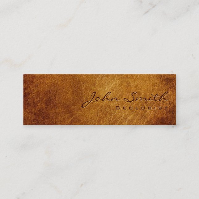 Business Card des Dark Brown Leather Geologen Mini Visitenkarte (Vorderseite)