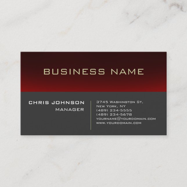 Business Card des Red Striped Gray Background Mana Visitenkarte (Vorderseite)
