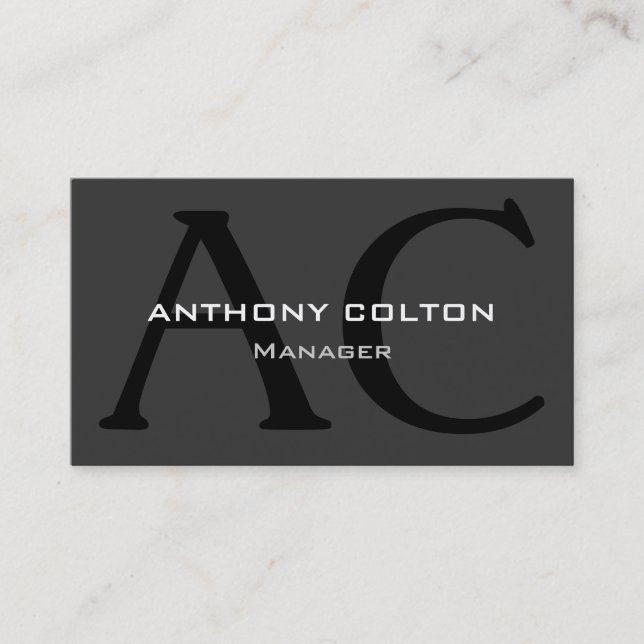 Business Card des White Gray Black Monogram Manage Visitenkarte (Vorderseite)
