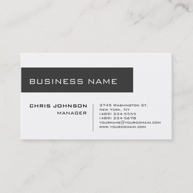 Business Card des White Gray Contemporary Manager Visitenkarte (Vorderseite)