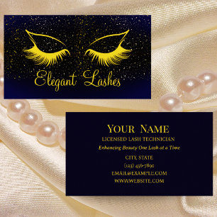 Business Card Elegant für Navy & Gold Lash Technik Visitenkarte